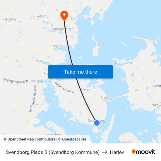 Svendborg Plads B (Svendborg Kommune) to Harlev map