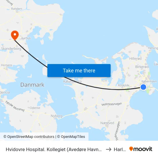 Hvidovre Hospital. Kollegiet (Avedøre Havnevej) to Harlev map