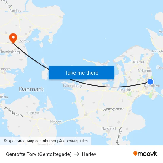 Gentofte Torv (Gentoftegade) to Harlev map