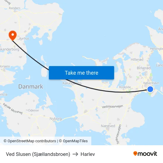 Ved Slusen (Sjællandsbroen) to Harlev map