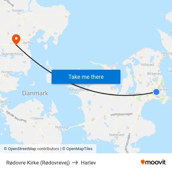Rødovre Kirke (Rødovrevej) to Harlev map