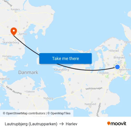 Lautrupbjerg (Lautrupparken) to Harlev map