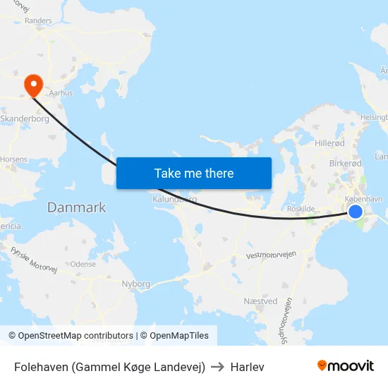 Folehaven (Gammel Køge Landevej) to Harlev map