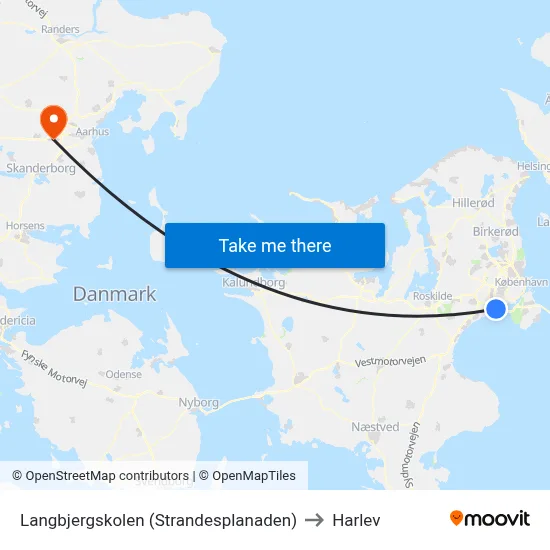 Langbjergskolen (Strandesplanaden) to Harlev map