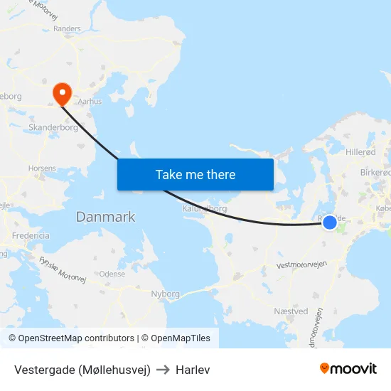 Vestergade (Møllehusvej) to Harlev map