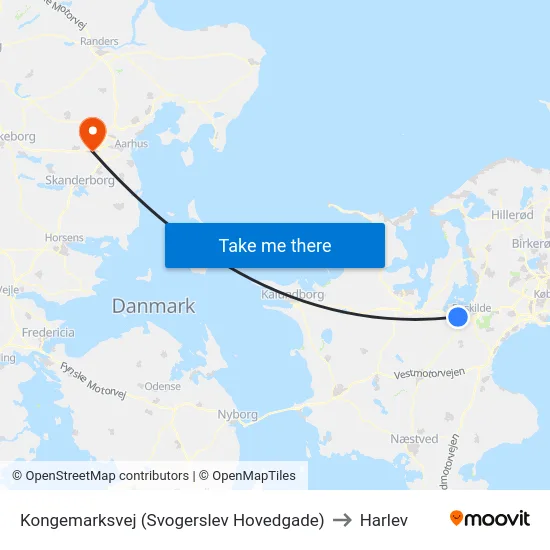 Kongemarksvej (Svogerslev Hovedgade) to Harlev map