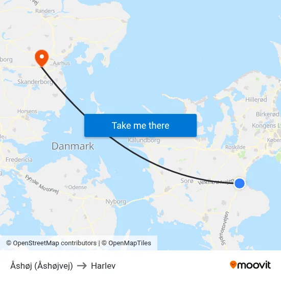 Åshøj (Åshøjvej) to Harlev map