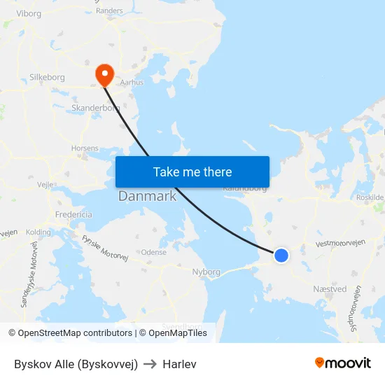 Byskov Alle (Byskovvej) to Harlev map