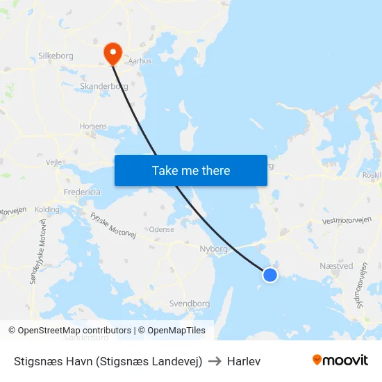Stigsnæs Havn (Stigsnæs Landevej) to Harlev map
