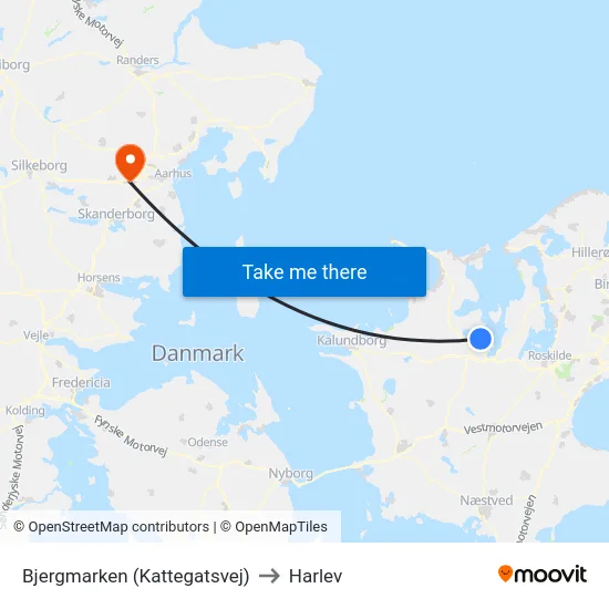 Bjergmarken (Kattegatsvej) to Harlev map