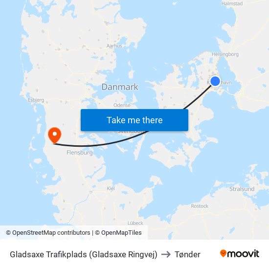 Gladsaxe Trafikplads (Gladsaxe Ringvej) to Tønder map