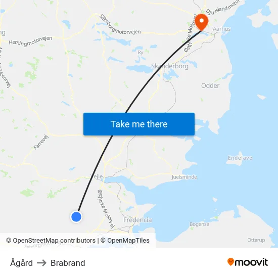 Ågård to Brabrand map