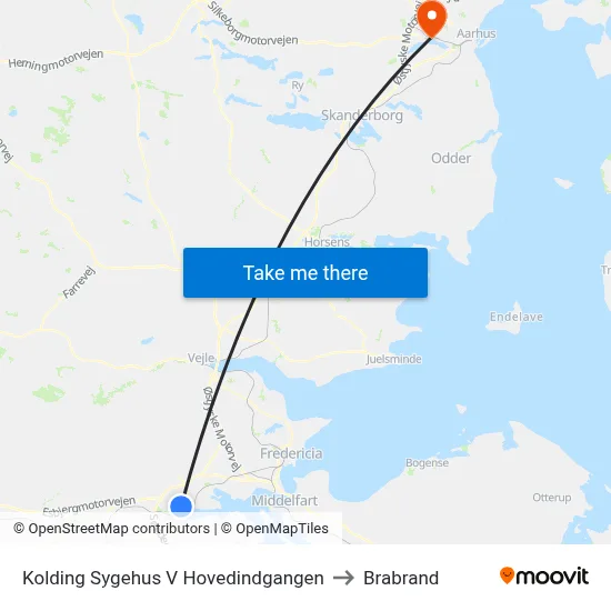 Kolding Sygehus V Hovedindgangen to Brabrand map