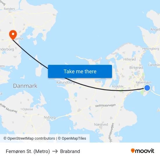 Femøren St. (Metro) to Brabrand map