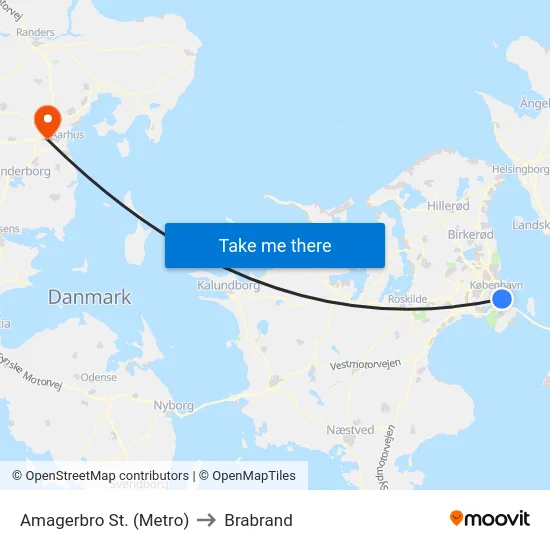 Amagerbro St. (Metro) to Brabrand map