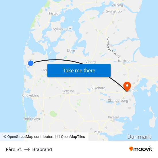 Fåre St. to Brabrand map