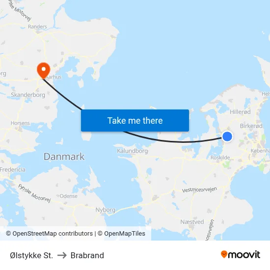 Ølstykke St. to Brabrand map