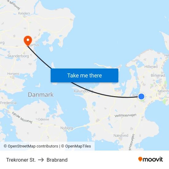 Trekroner St. to Brabrand map