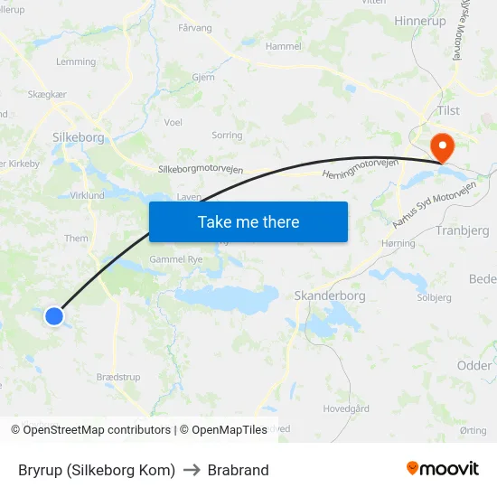 Bryrup (Silkeborg Kom) to Brabrand map