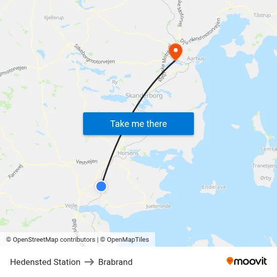 Hedensted Station to Brabrand map