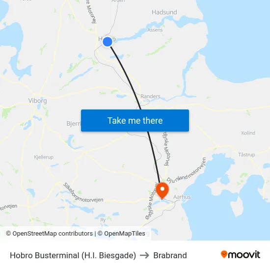 Hobro Busterminal (H.I. Biesgade) to Brabrand map