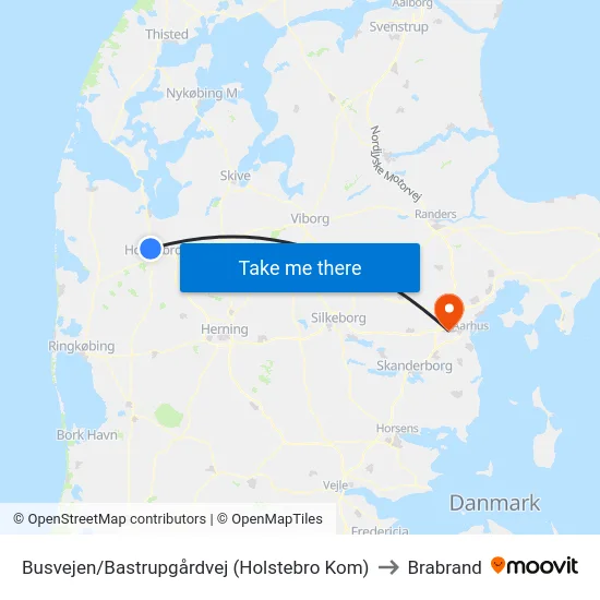 Busvejen/Bastrupgårdvej (Holstebro Kom) to Brabrand map