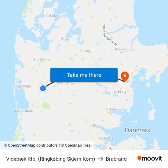Videbæk Rtb. (Ringkøbing-Skjern Kom) to Brabrand map