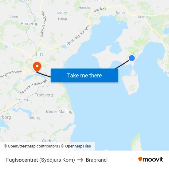 Fuglsøcentret (Syddjurs Kom) to Brabrand map