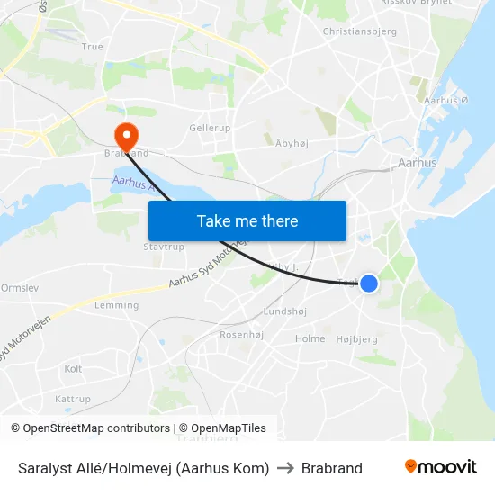 Saralyst Allé/Holmevej (Aarhus Kom) to Brabrand map