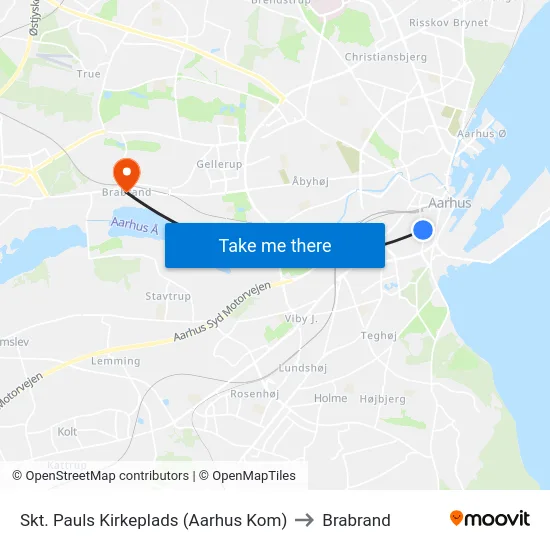 Skt. Pauls Kirkeplads (Aarhus Kom) to Brabrand map