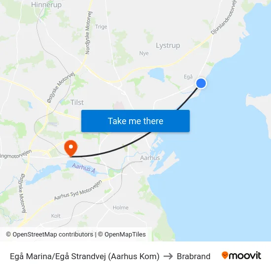 Egå Marina/Egå Strandvej (Aarhus Kom) to Brabrand map