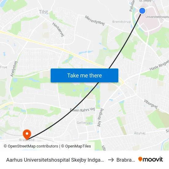 Aarhus Universitetshospital Skejby Indgang I/J to Brabrand map