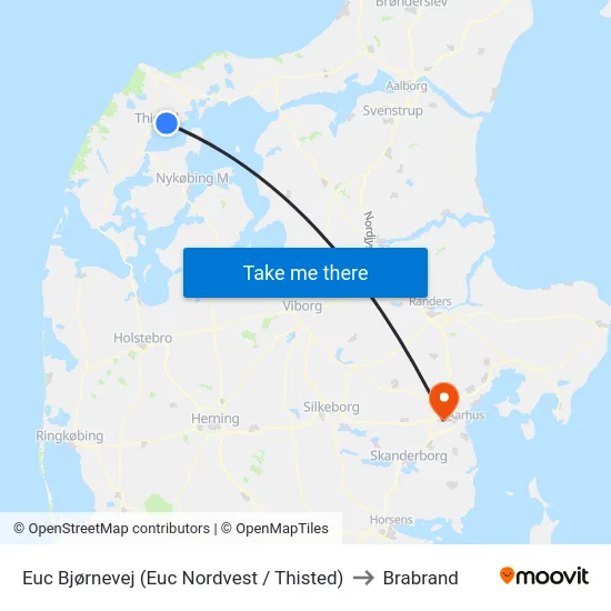 Euc Bjørnevej (Euc Nordvest / Thisted) to Brabrand map