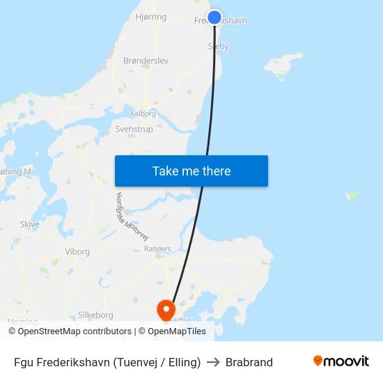 Fgu Frederikshavn (Tuenvej / Elling) to Brabrand map
