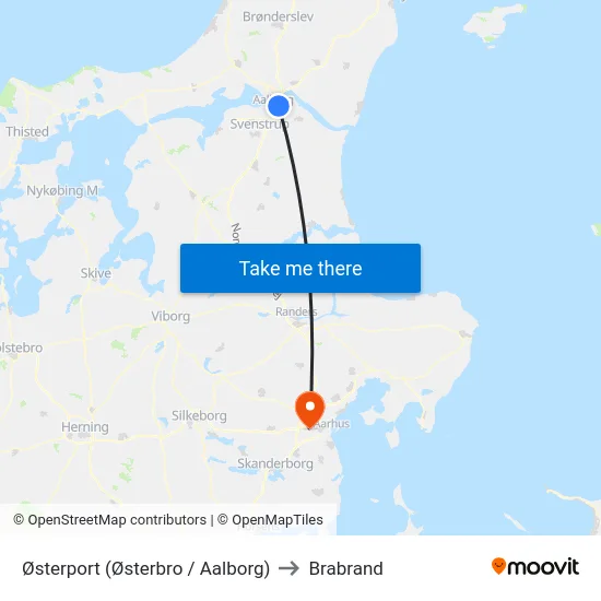 Østerport (Østerbro / Aalborg) to Brabrand map