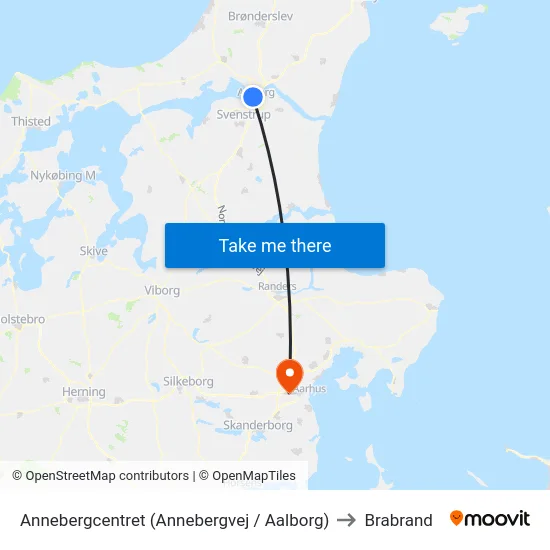 Annebergcentret (Annebergvej / Aalborg) to Brabrand map