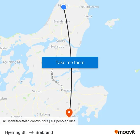 Hjørring St. to Brabrand map