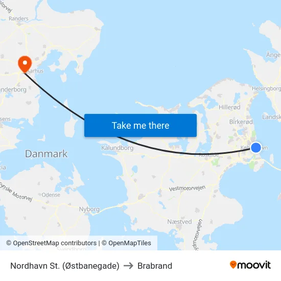Nordhavn St. (Østbanegade) to Brabrand map