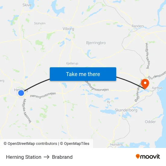 Herning Station to Brabrand map