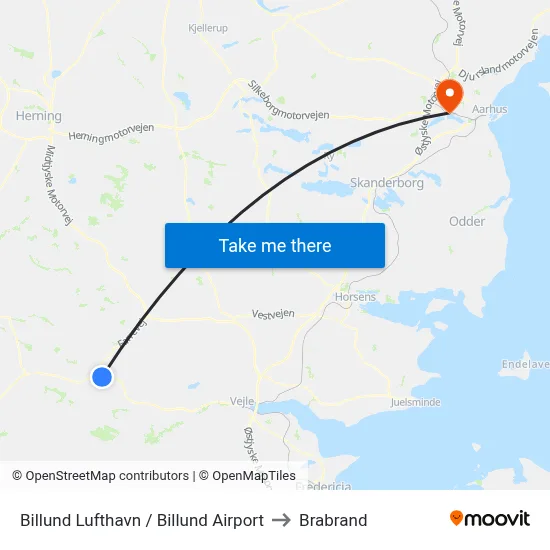 Billund Lufthavn / Billund Airport to Brabrand map