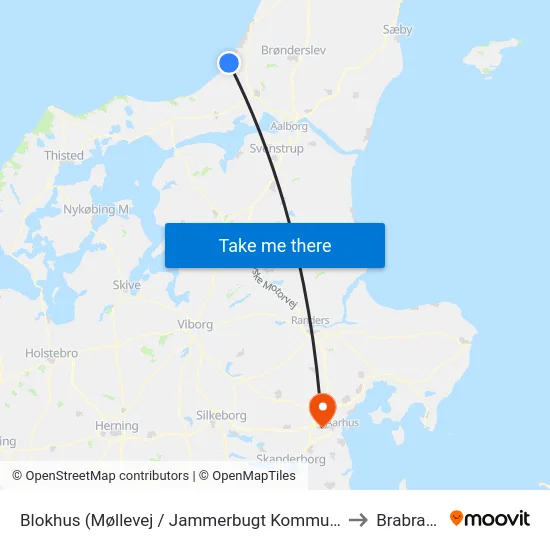 Blokhus (Møllevej / Jammerbugt Kommune) to Brabrand map