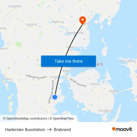 Haderslev Busstation to Brabrand map