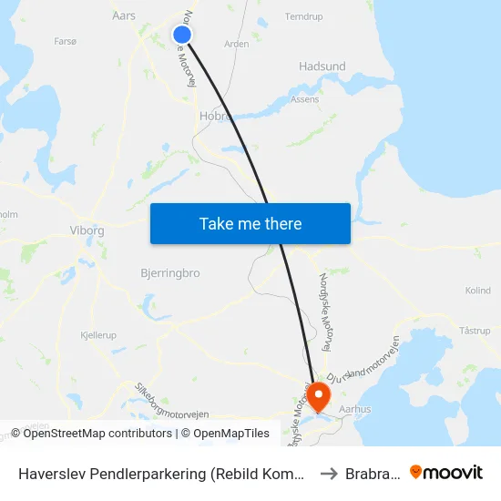Haverslev Pendlerparkering (Rebild Kommune) to Brabrand map
