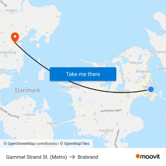Gammel Strand St. (Metro) to Brabrand map