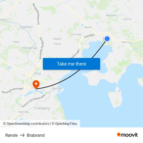 Rønde to Brabrand map