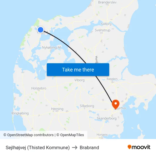 Sejlhøjvej (Thisted Kommune) to Brabrand map