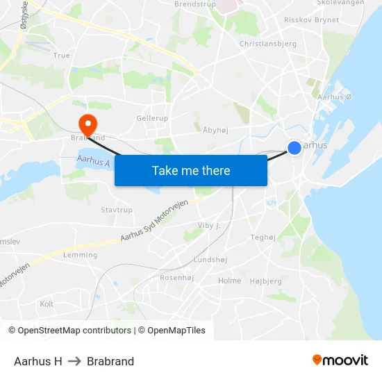 Aarhus H to Brabrand map