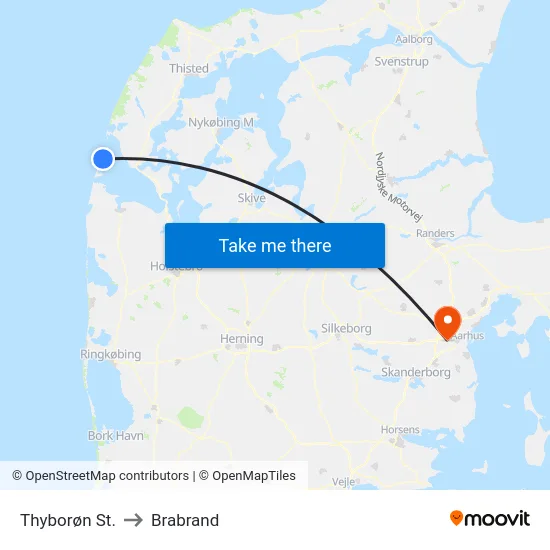 Thyborøn St. to Brabrand map