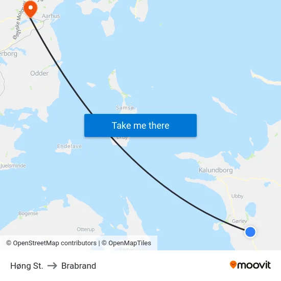 Høng St. to Brabrand map