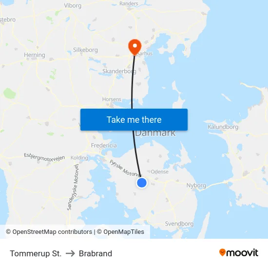 Tommerup St. to Brabrand map